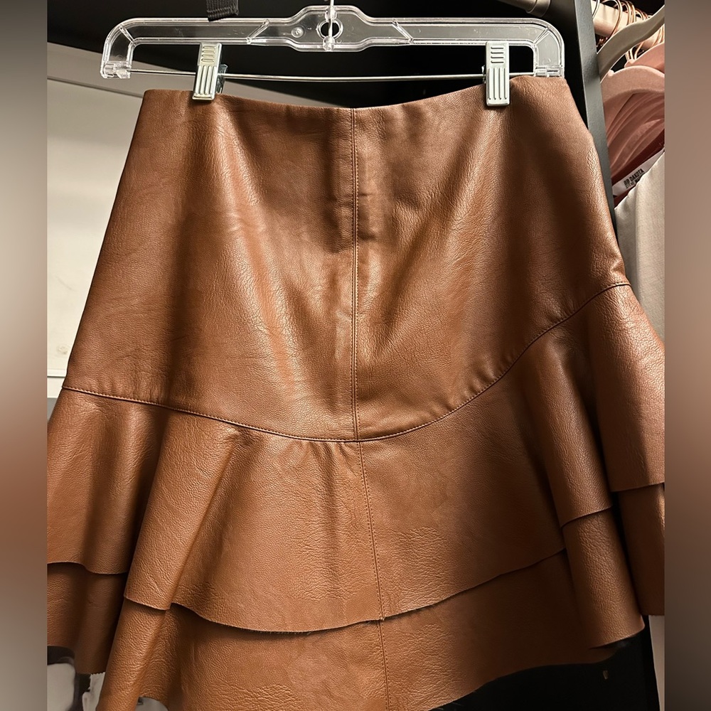 Faux leather skirt asymmetrical